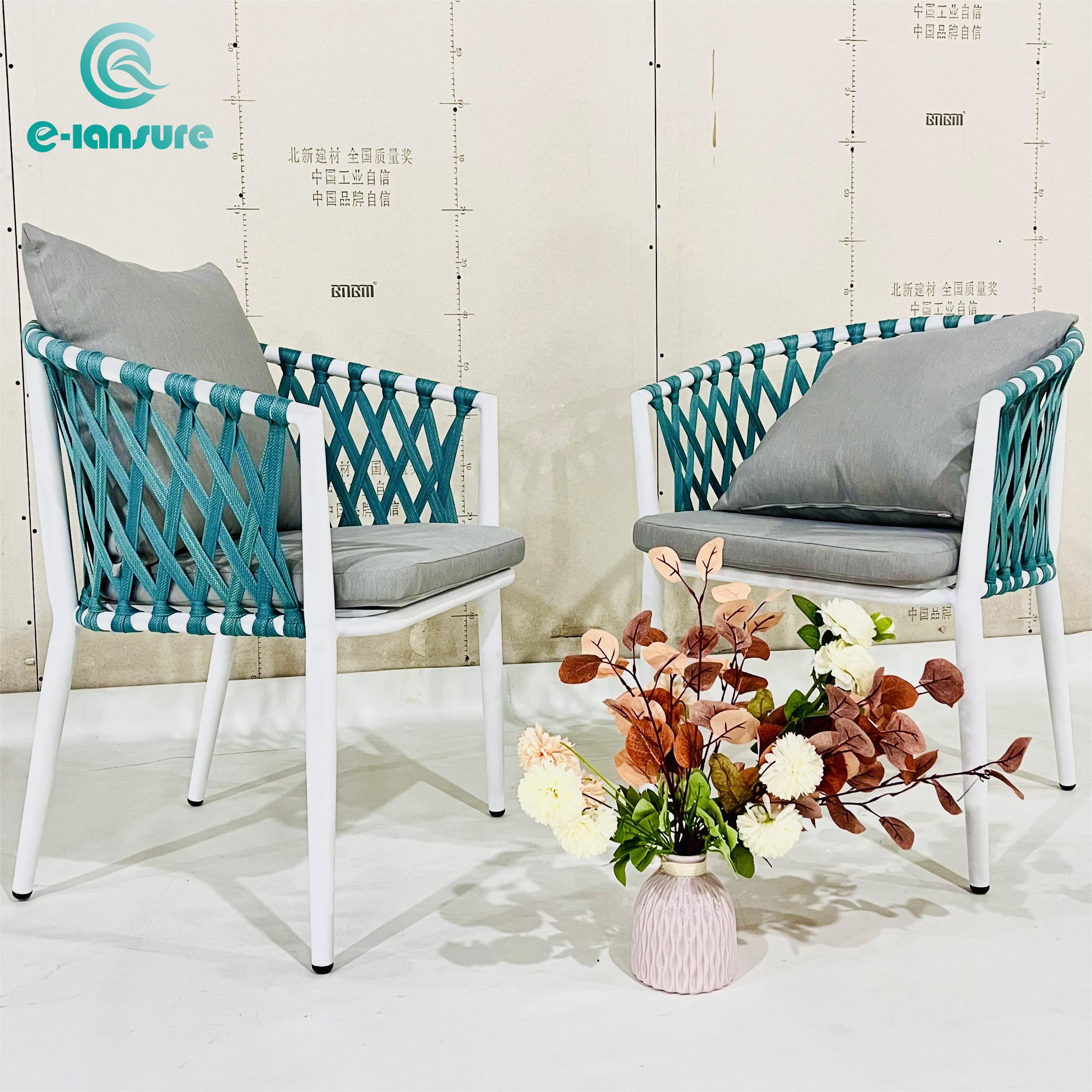 Hot sale Rope Handing Garden Furniture Outdoor Aluminum Minimalist Chair With Round Table