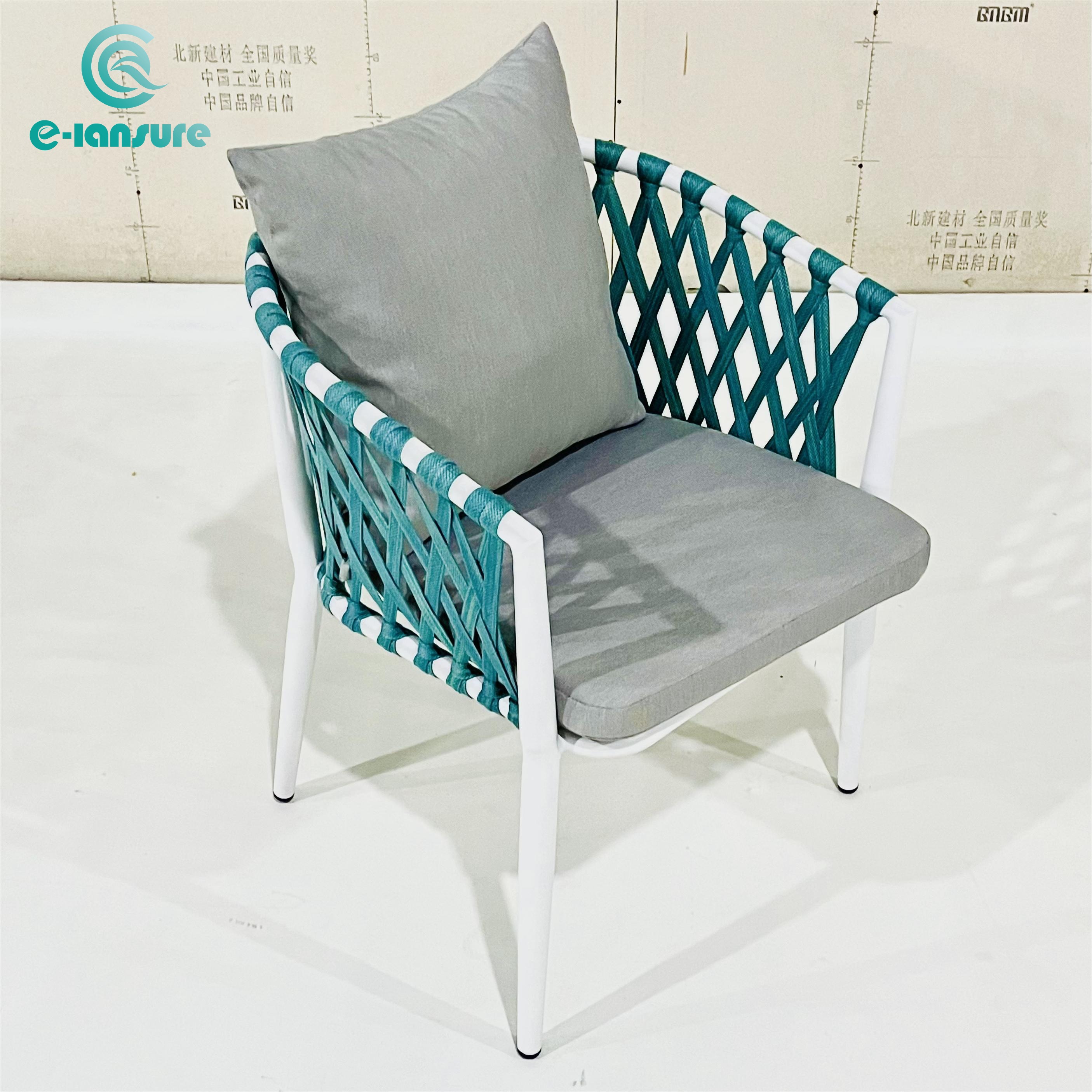 Hot sale Rope Handing Garden Furniture Outdoor Aluminum Minimalist Chair With Round Table