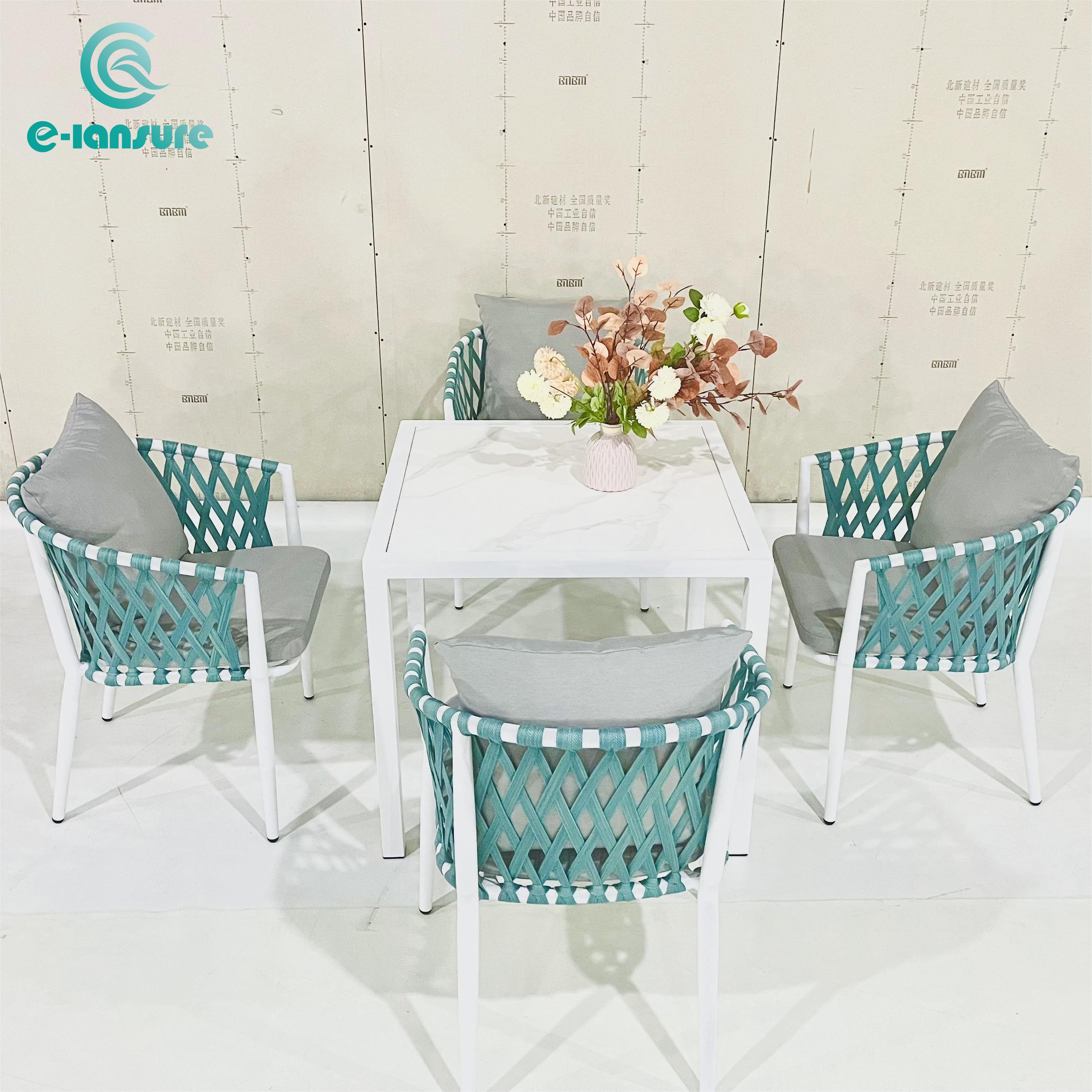 Hot sale Rope Handing Garden Furniture Outdoor Aluminum Minimalist Chair With Round Table