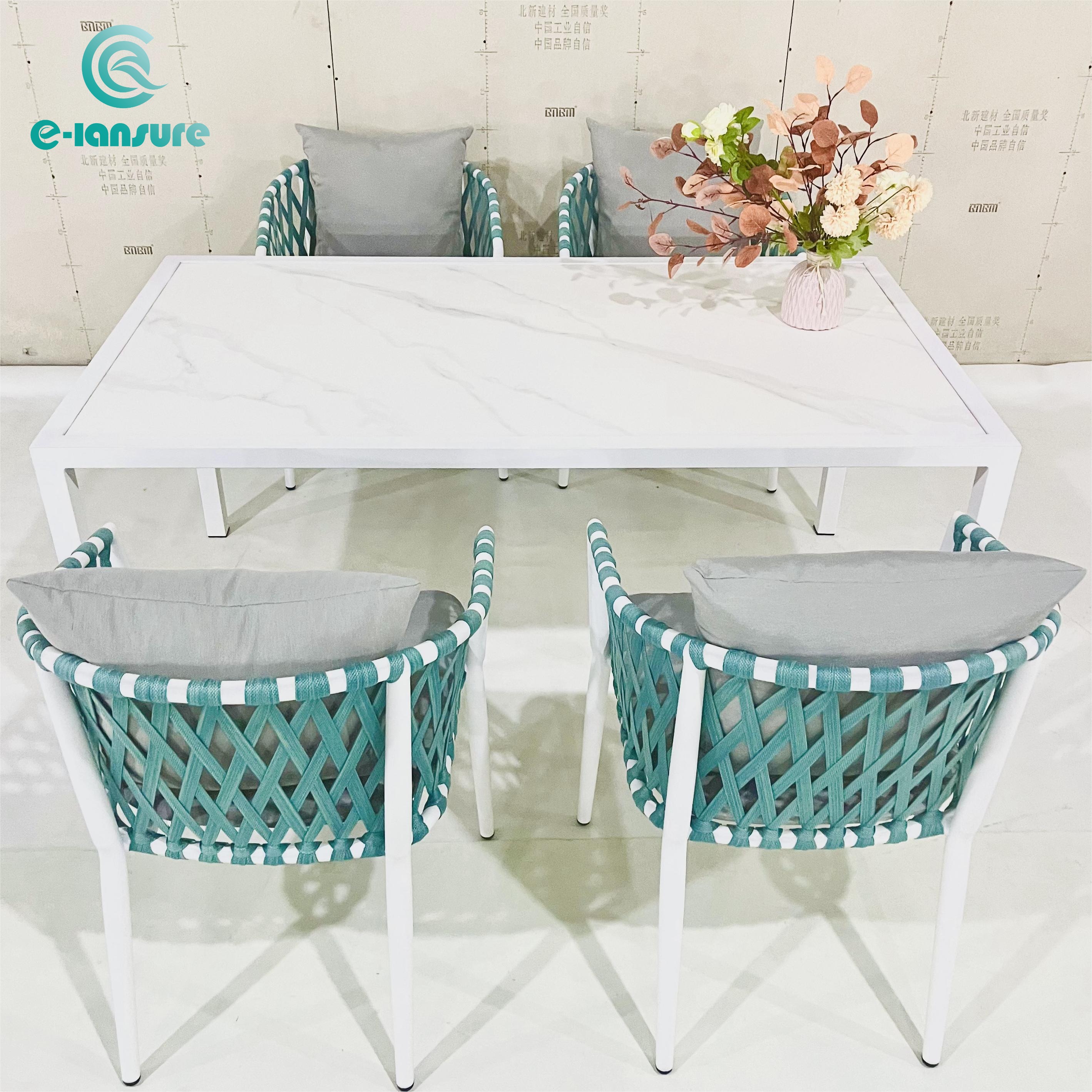 Hot sale Rope Handing Garden Furniture Outdoor Aluminum Minimalist Chair With Round Table