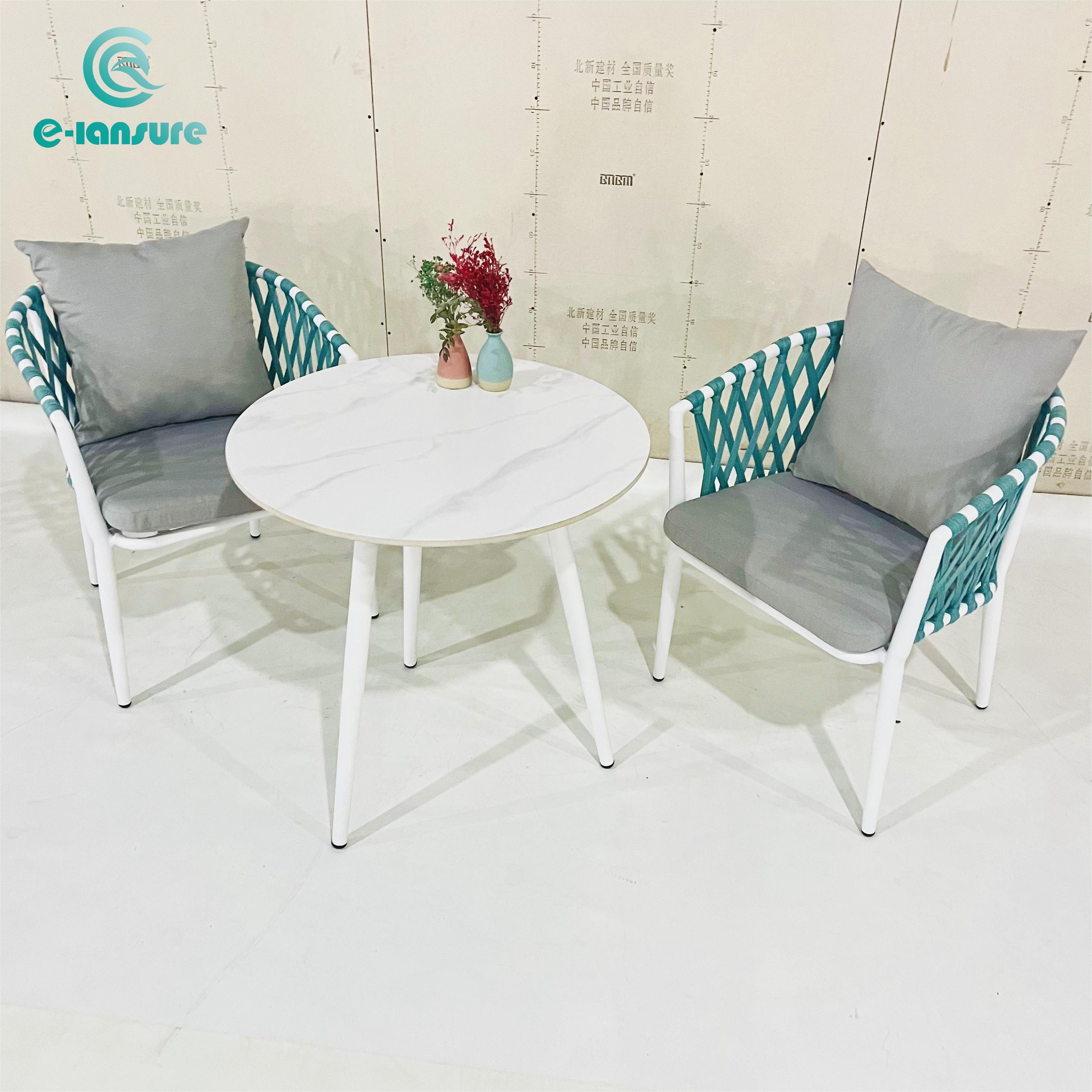 Hot sale Rope Handing Garden Furniture Outdoor Aluminum Minimalist Chair With Round Table