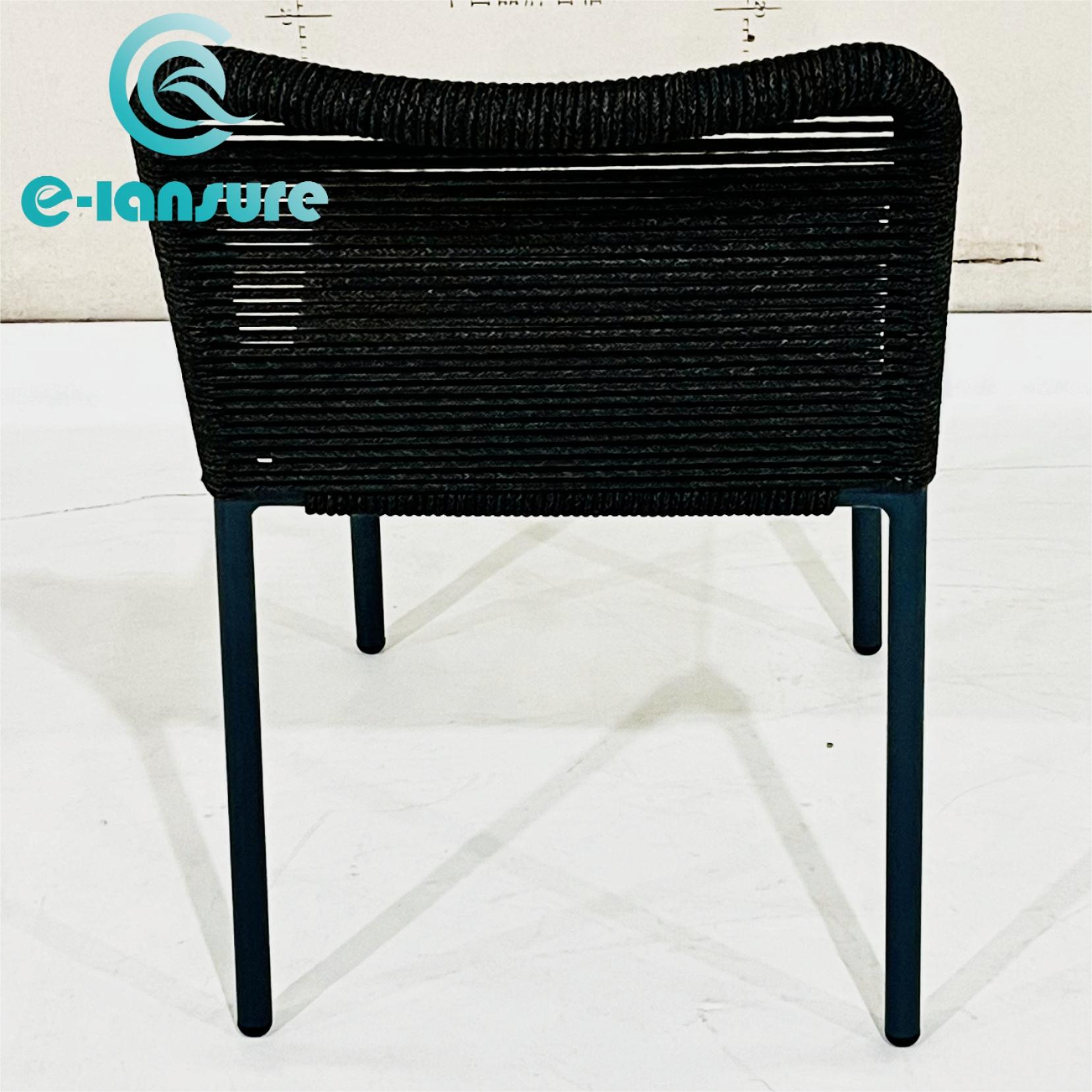 Wholesale Outdoor Rope Furniture Stackable Armless Garden Patio Chair Modern Grey  Dinning Chair