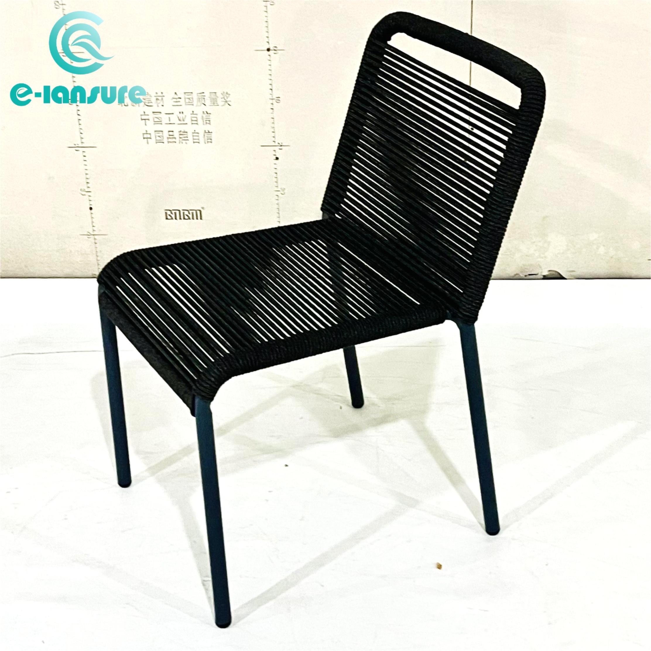 Wholesale Outdoor Rope Furniture Stackable Armless Garden Patio Chair Modern Grey  Dinning Chair