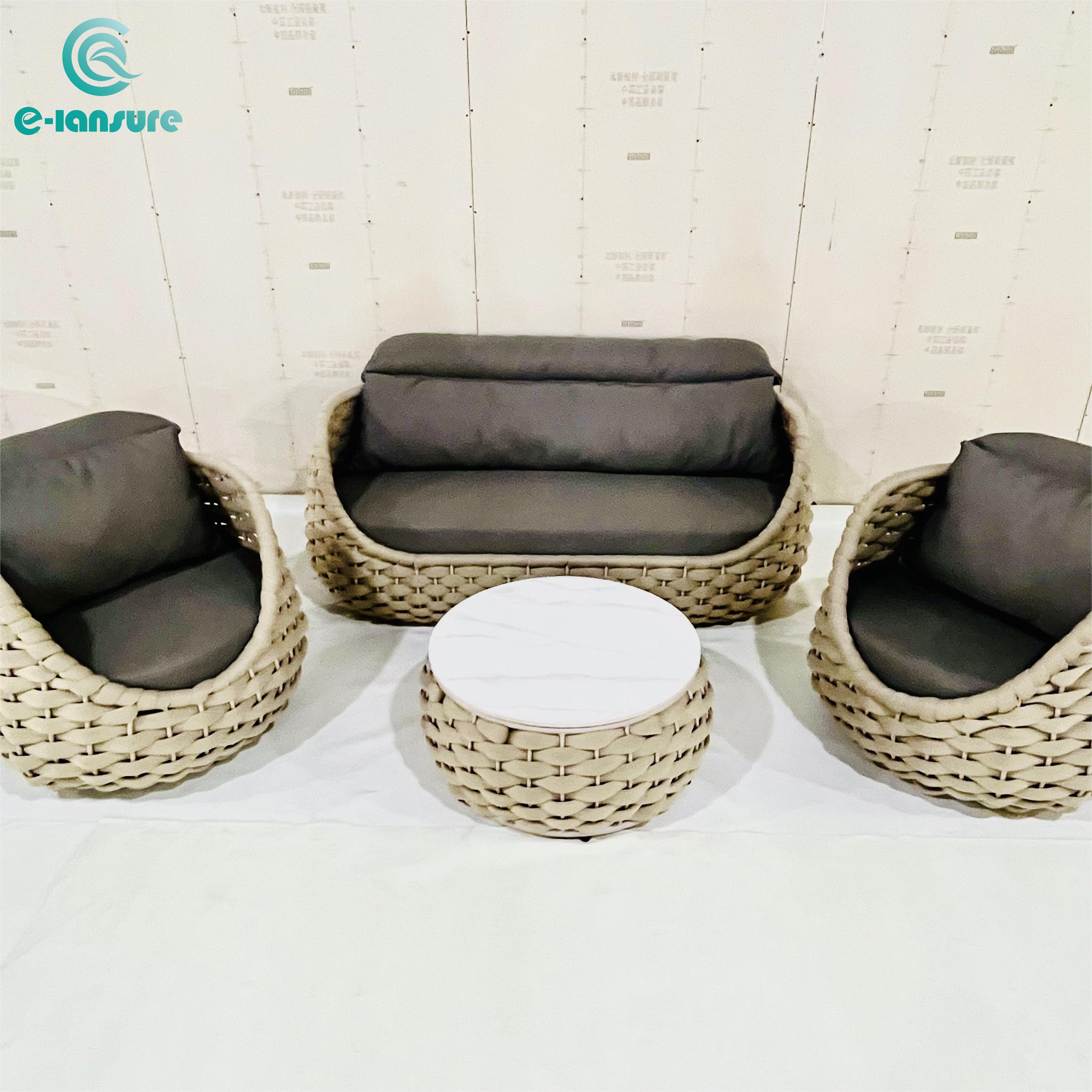 New Design Outdoor Rope Furniture Simple Aluminum Frame Weaving Garden Patio Sofa Set for Home and Hotel