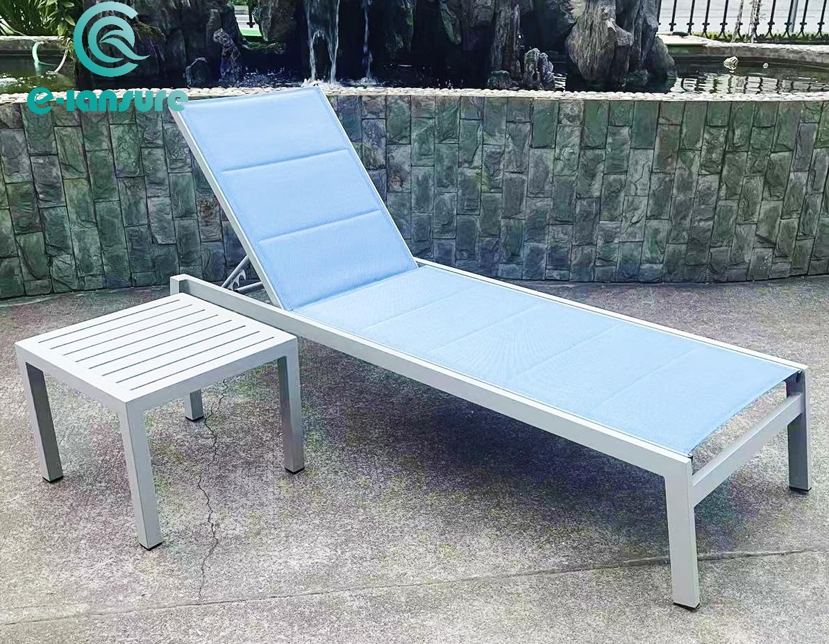 High Fashion Outdoor Furniture Popular Aluminum Sun lounger Blue High Quality Leisure chair for Garden and Pool Side