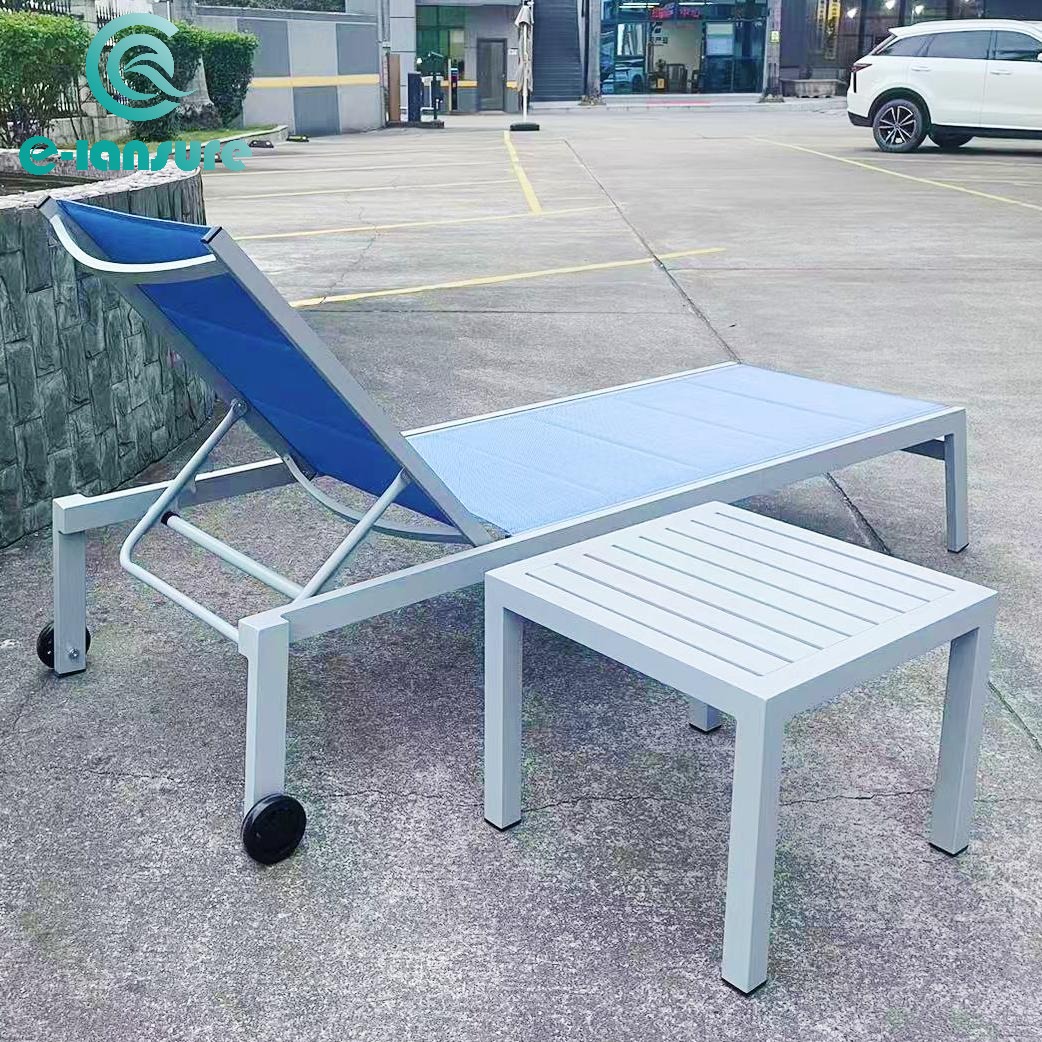 High Fashion Outdoor Furniture Popular Aluminum Sun lounger Blue High Quality Leisure chair for Garden and Pool Side