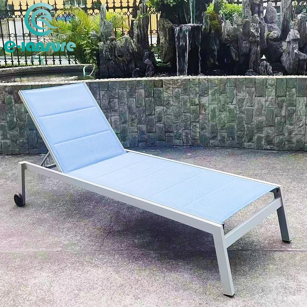 High Fashion Outdoor Furniture Popular Aluminum Sun lounger Blue High Quality Leisure chair for Garden and Pool Side