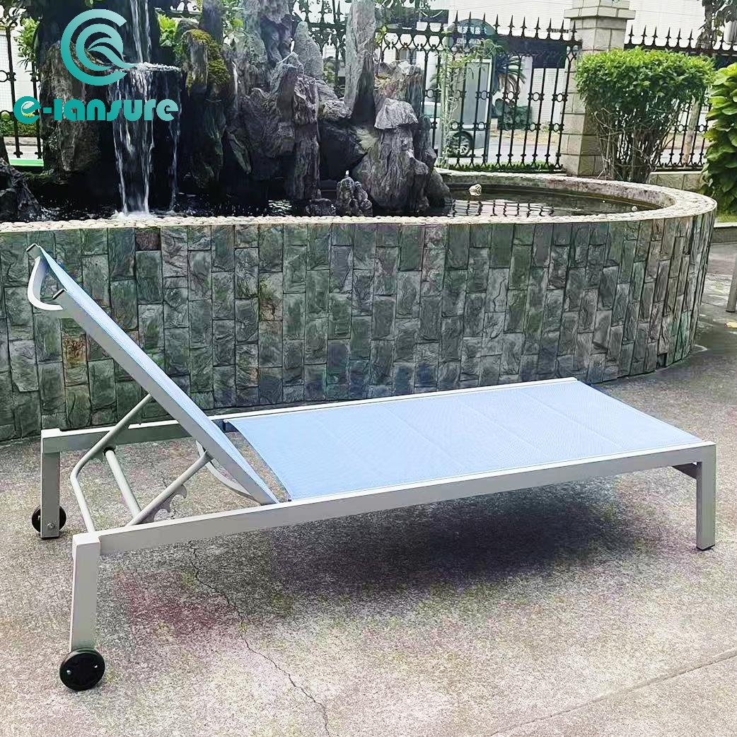 High Fashion Outdoor Furniture Popular Aluminum Sun lounger Blue High Quality Leisure chair for Garden and Pool Side