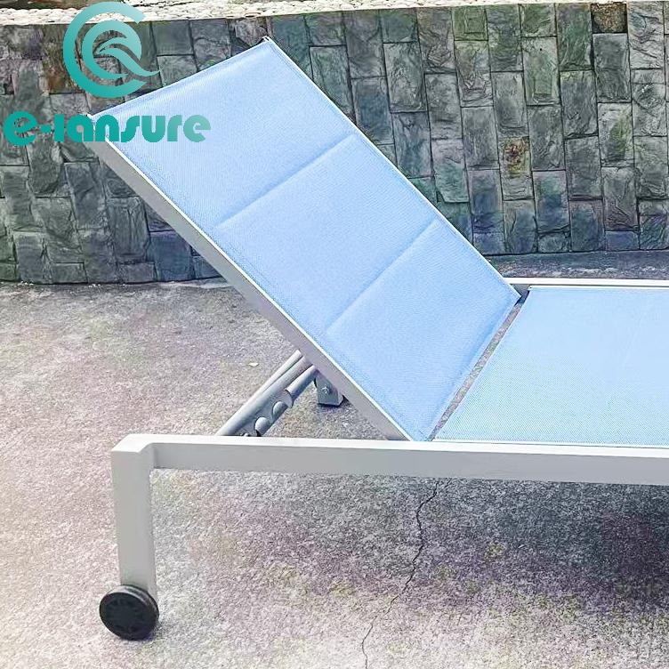 High Fashion Outdoor Furniture Popular Aluminum Sun lounger Blue High Quality Leisure chair for Garden and Pool Side