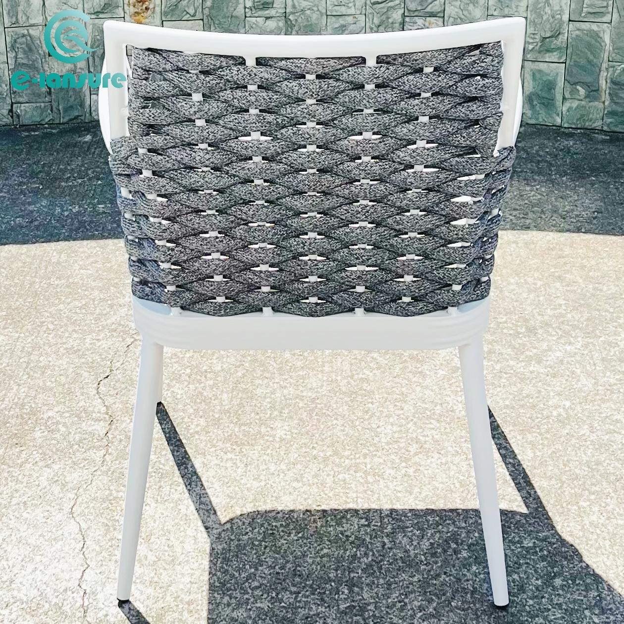 Outdoor furnitud aroundre all-weather cord wrappe aluminum frame patio rope armchair dinning chair with Table