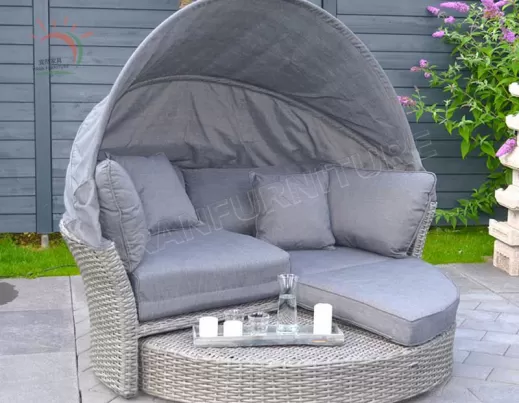 New Arrival Modernl Beach Al-Weather Wicker Round Daybed