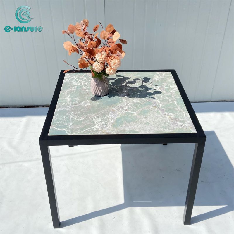 Outdoor rope furniture Square luxury marble dining table