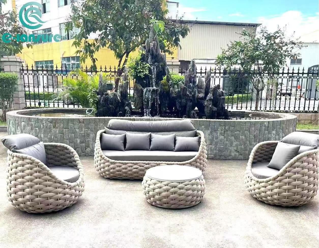 New Design Outdoor Rope Furniture Simple Aluminum Frame Weaving Garden Patio Sofa Set for Home and Hotel