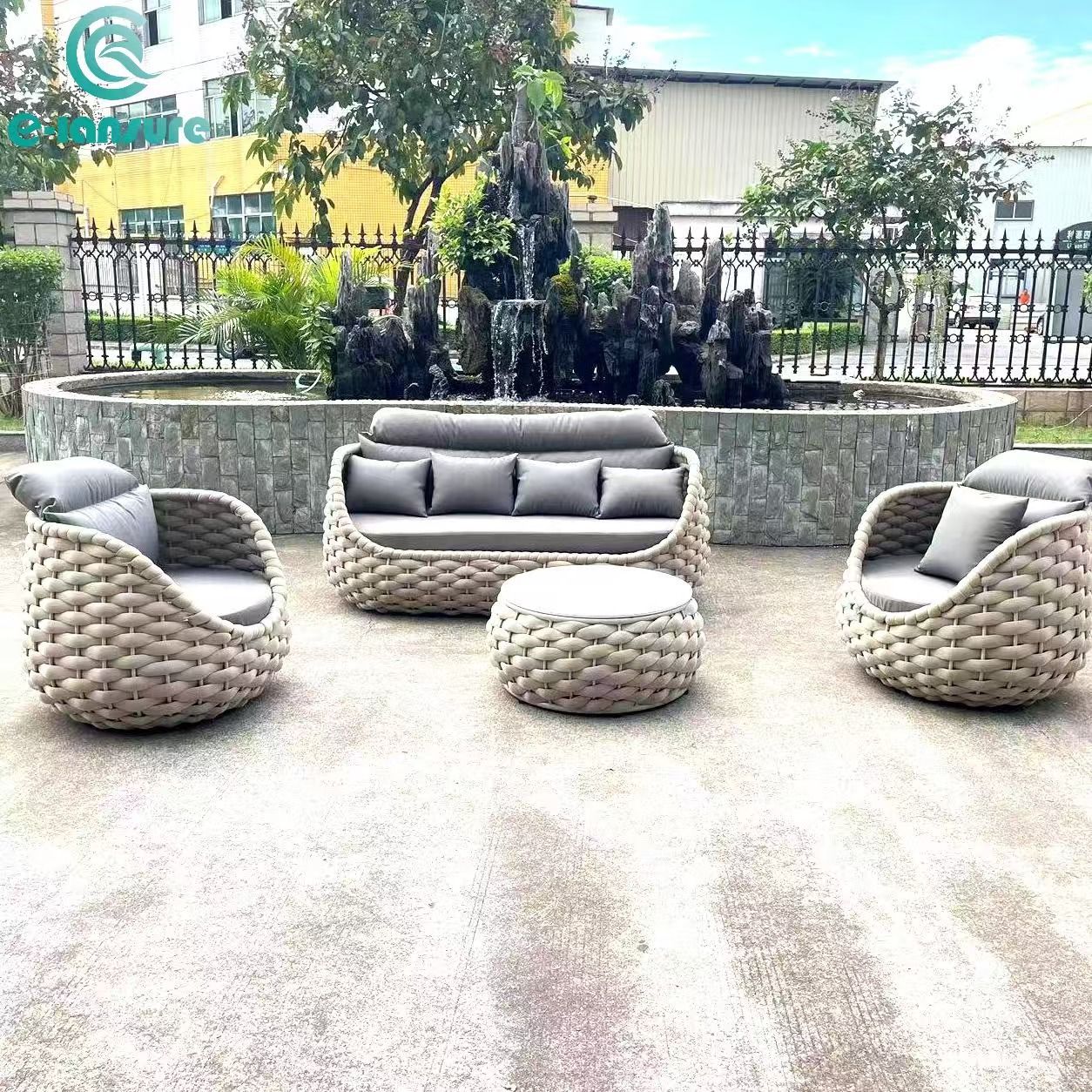 New Design Outdoor Rope Furniture Simple Aluminum Frame Weaving Garden Patio Sofa Set for Home and Hotel