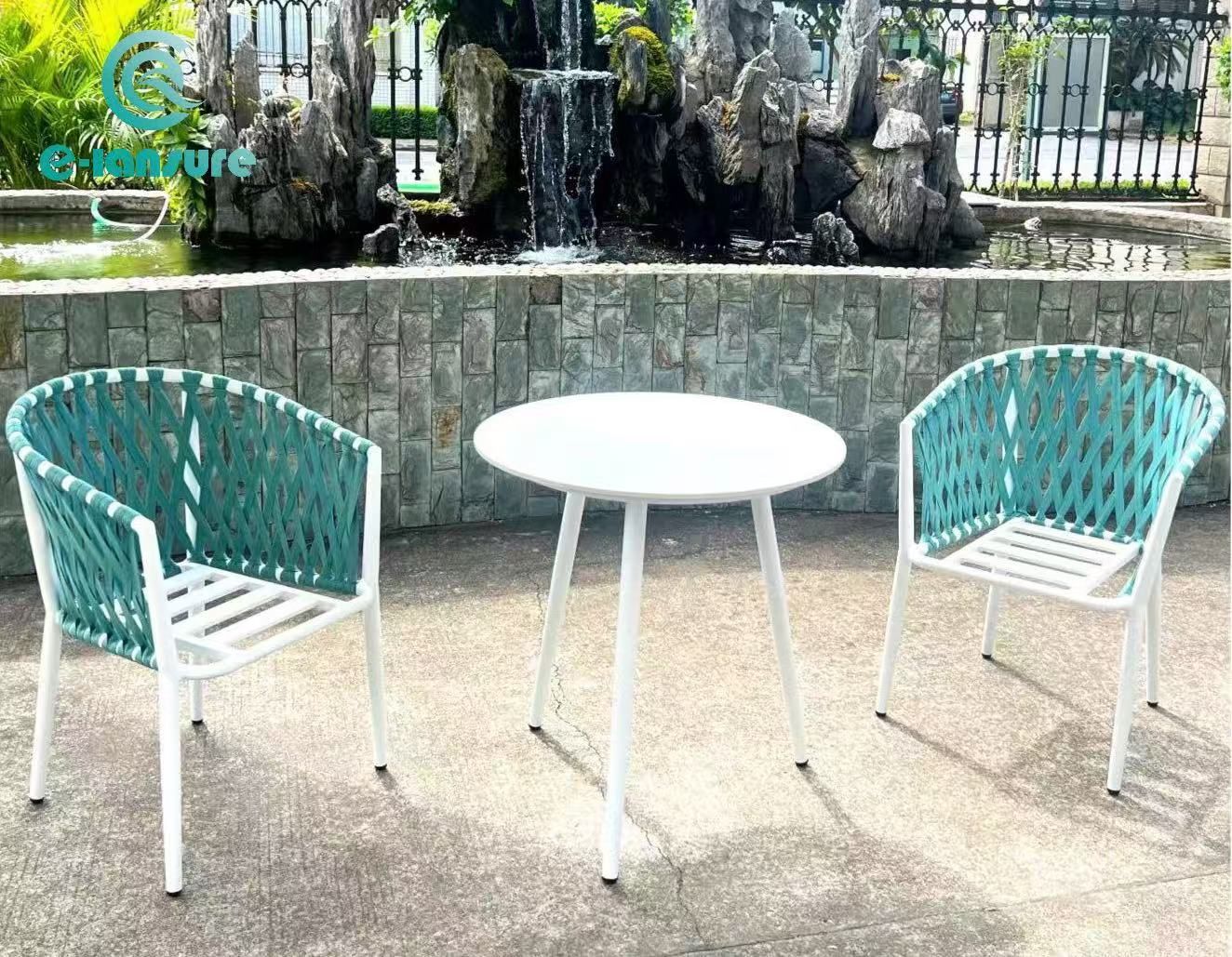 Hot sale Rope Handing Garden Furniture Outdoor Aluminum Minimalist Chair With Round Table