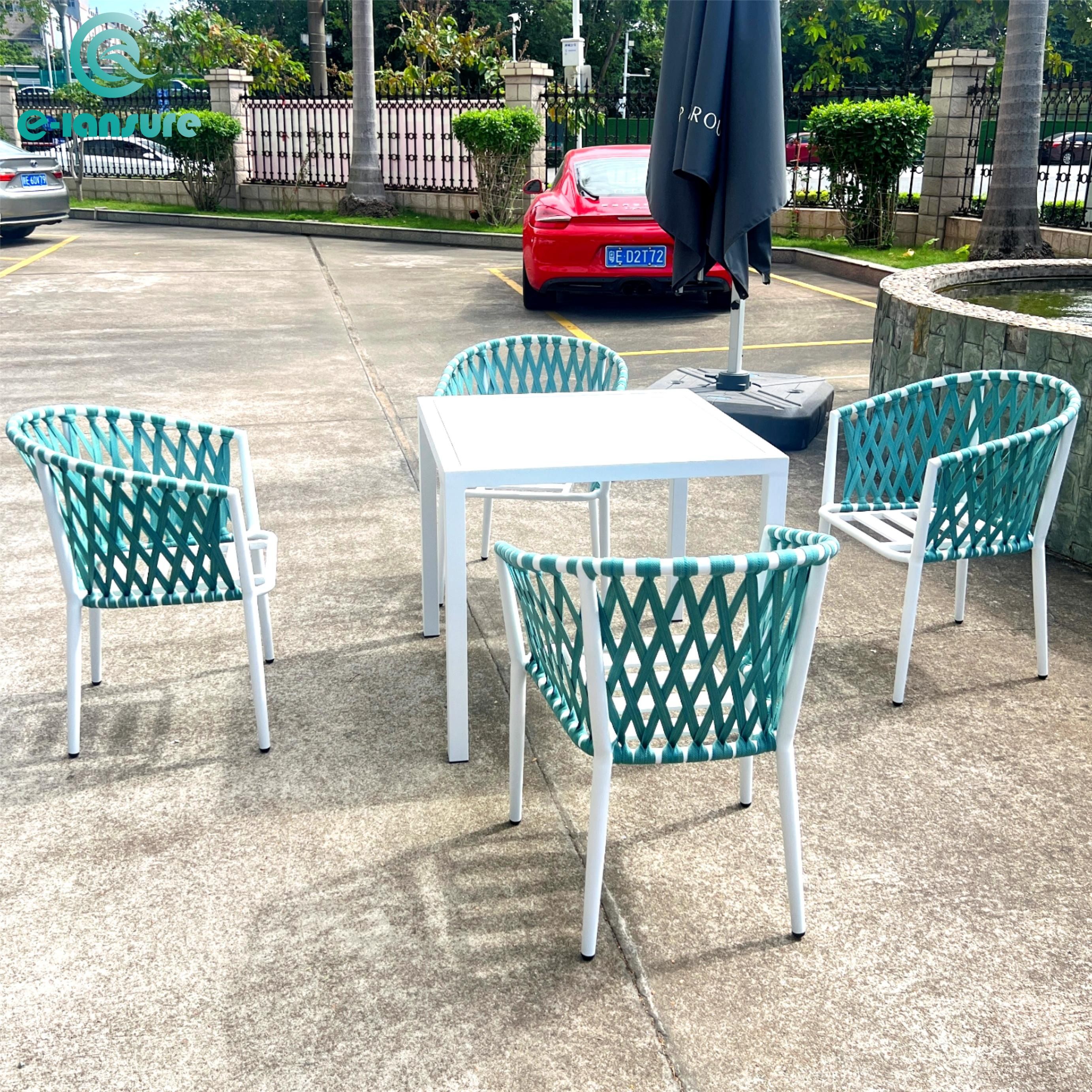 Hot sale Rope Handing Garden Furniture Outdoor Aluminum Minimalist Chair With Round Table