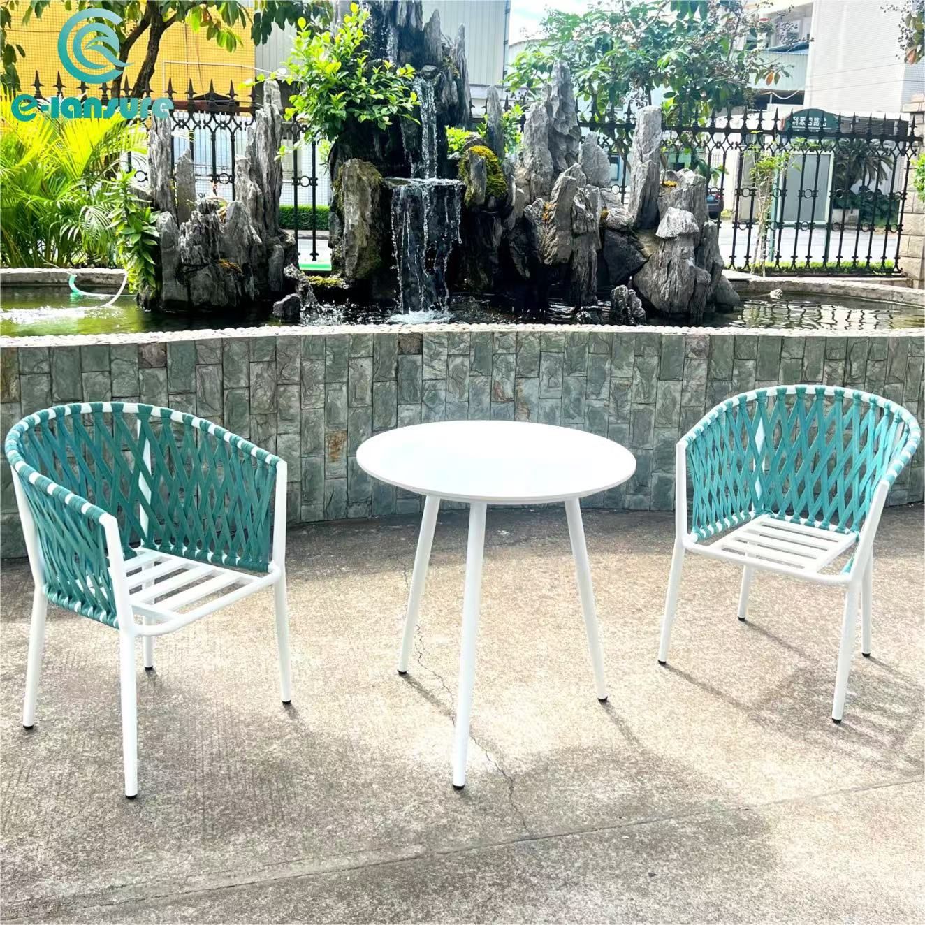 Hot sale Rope Handing Garden Furniture Outdoor Aluminum Minimalist Chair With Round Table