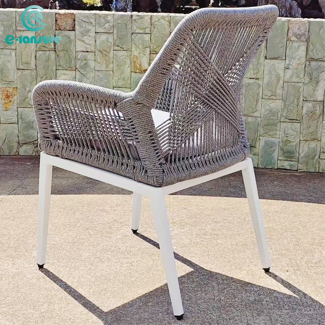 modern luxury vintage antique royal living room furniture aluminum outdoor stylish rope weaving outdoor dinning set