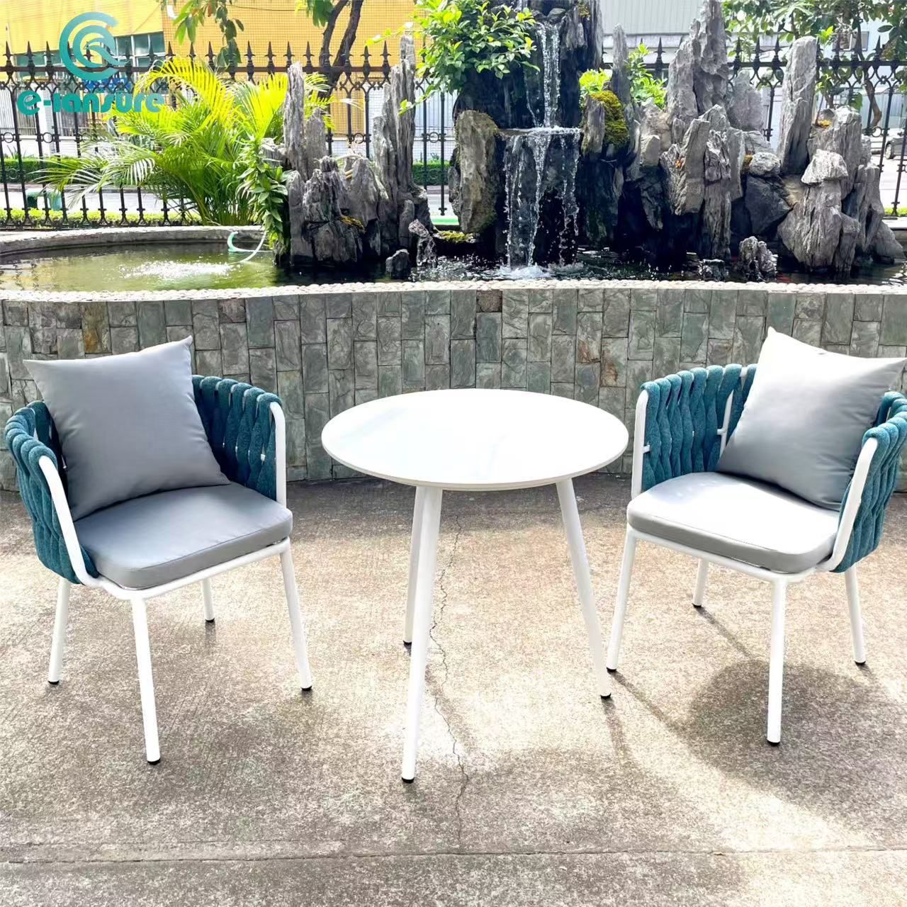 Blue Outdoor Furniture Rope Weaving Aluminum Dinning Set Fashionale Garden Set for Department