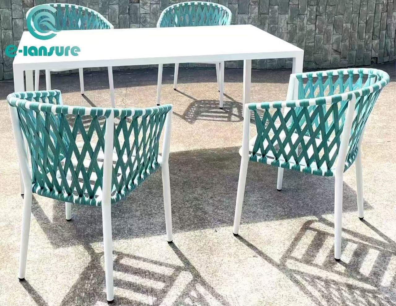 Terrace outdoor restaurant patio garden set furniture rope woven outdoor dining chair patio rope chair furniture