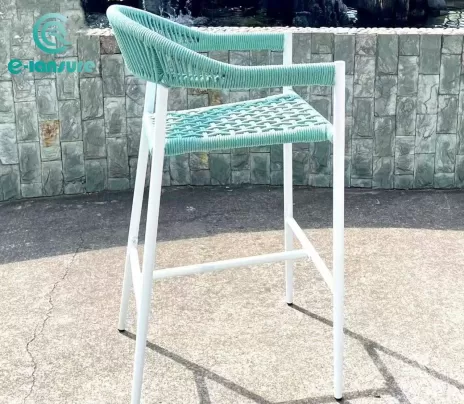 Luxury Elegant Modern Hotel Furniture Outdoor Aluminum Bar Stools High Rope Chair with Arms