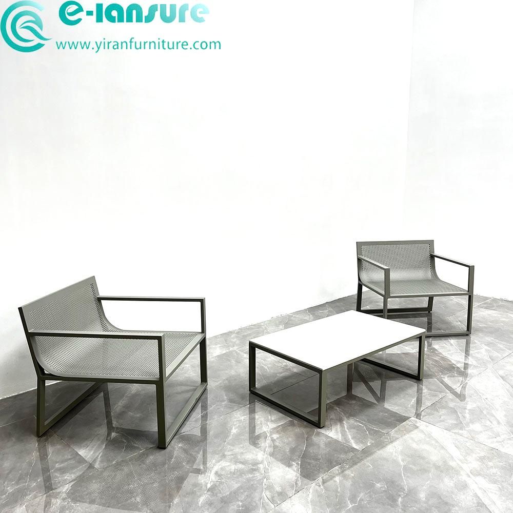 Garden furniture patio dining set outdoor aluminium frame rope dining chair waterproof patio set