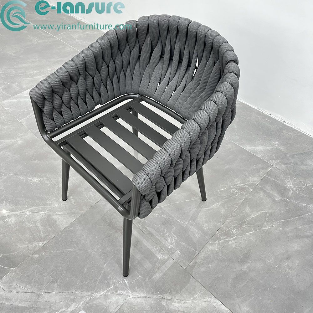 2024 garden handmade grey rope outdoor woven chair rope furniture for sale