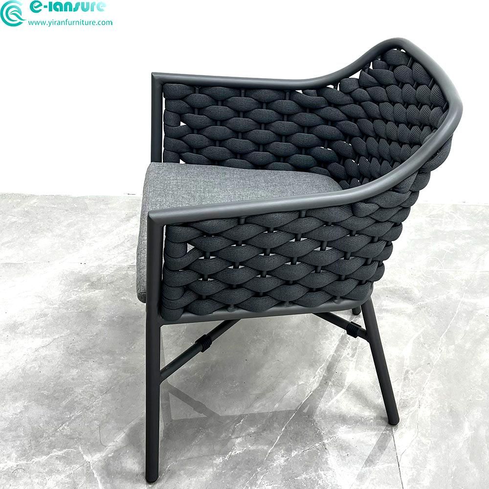 outdoor patio furniture expandable outdoor dining table and rattan woven chair set for restaurant