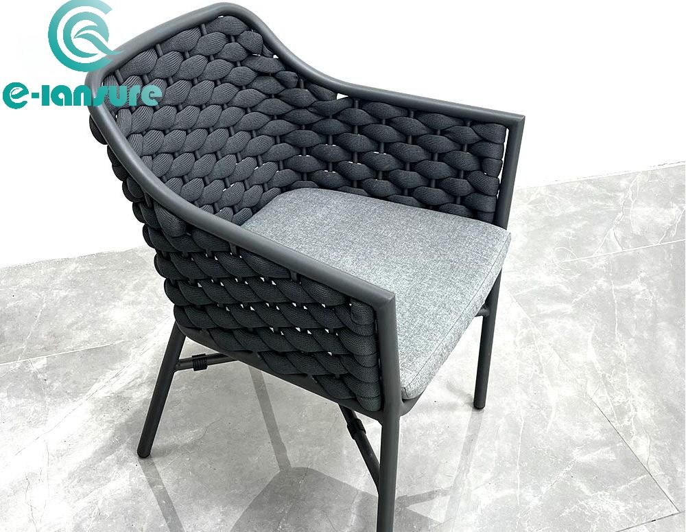 outdoor patio furniture expandable outdoor dining table and rattan woven chair set for restaurant