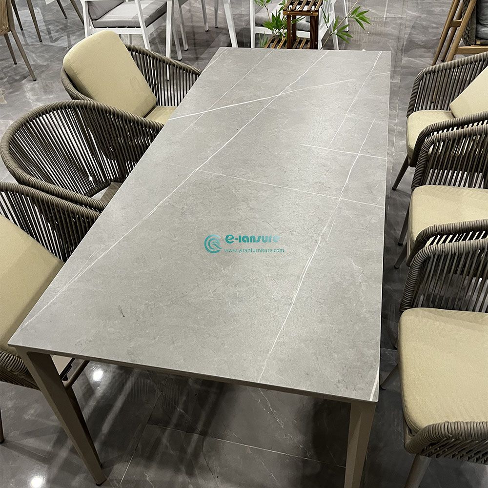 Modern aluminum extendable dining table set outdoor restaurant garden patio dinning table set patio hotel furniture