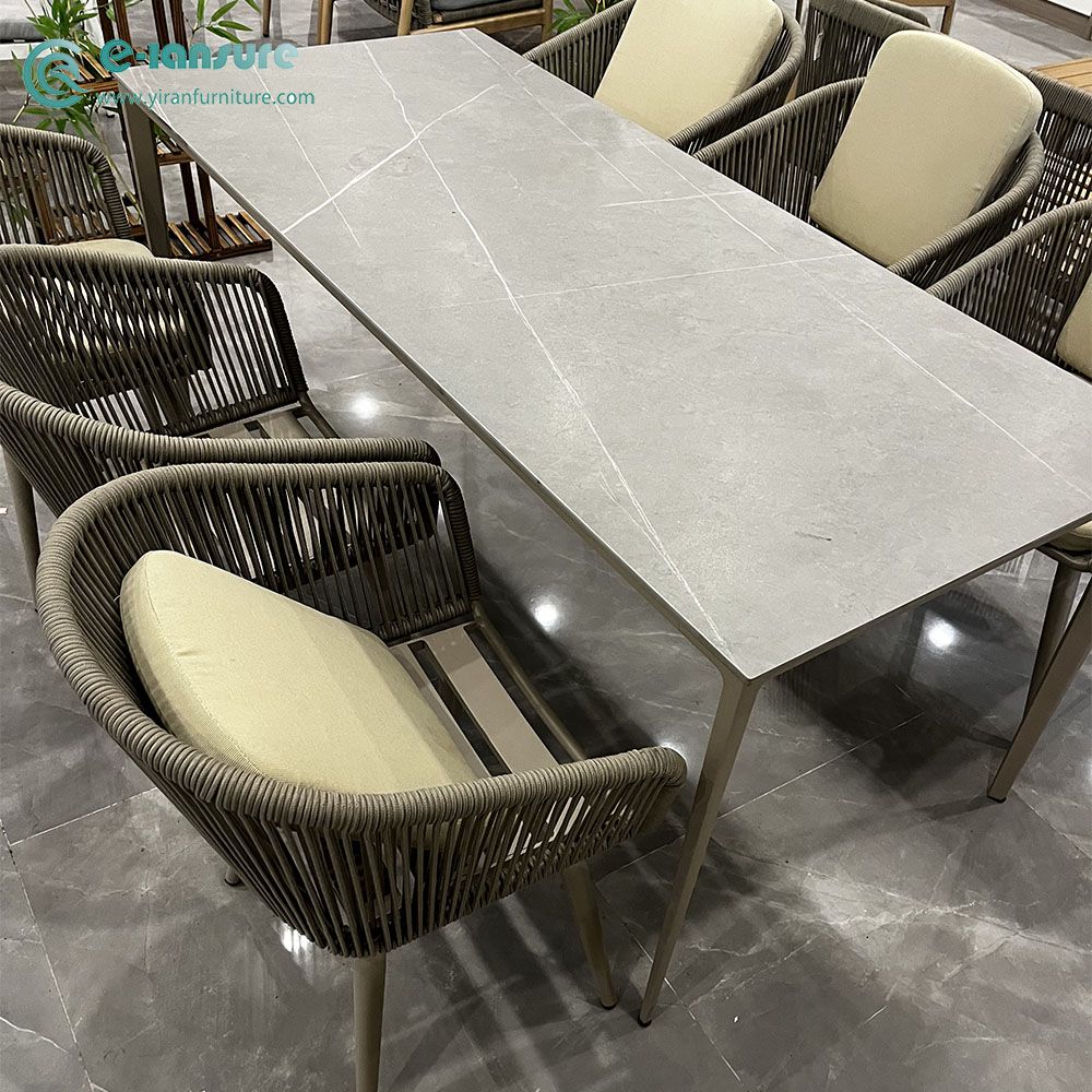 Modern aluminum extendable dining table set outdoor restaurant garden patio dinning table set patio hotel furniture