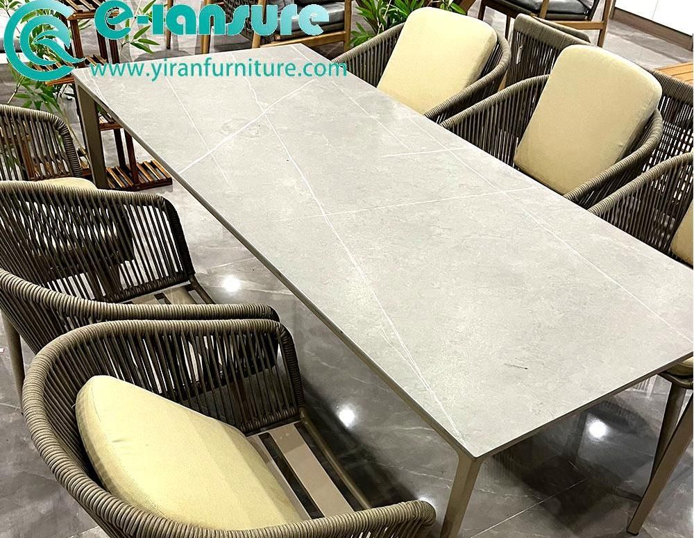 Modern aluminum extendable dining table set outdoor restaurant garden patio dinning table set patio hotel furniture