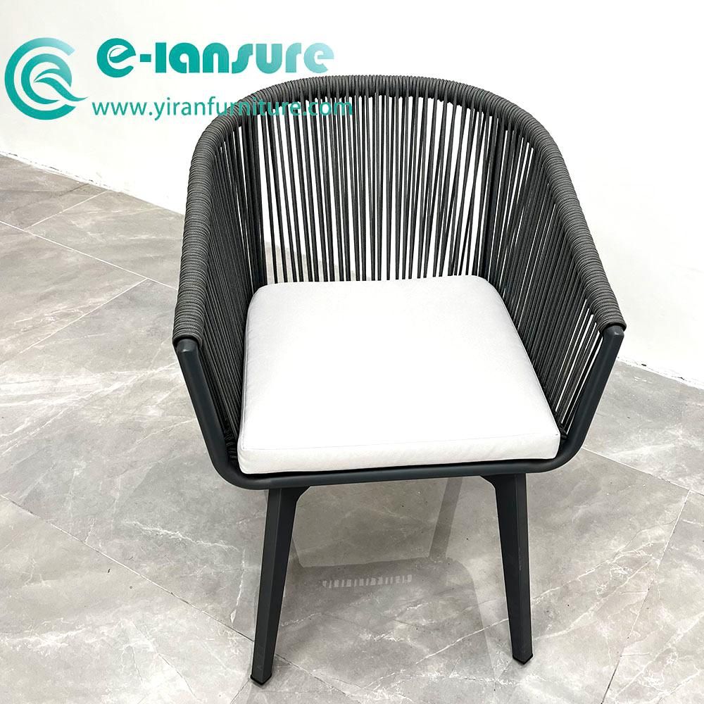 Aluminium outdoor garden wicker rattan back dining room chair with cushion