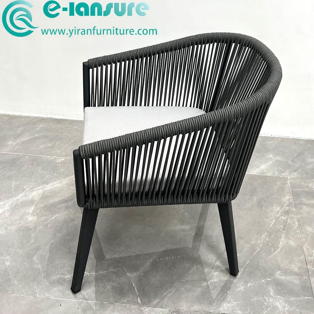 Aluminium outdoor garden wicker rattan back dining room chair with cushion