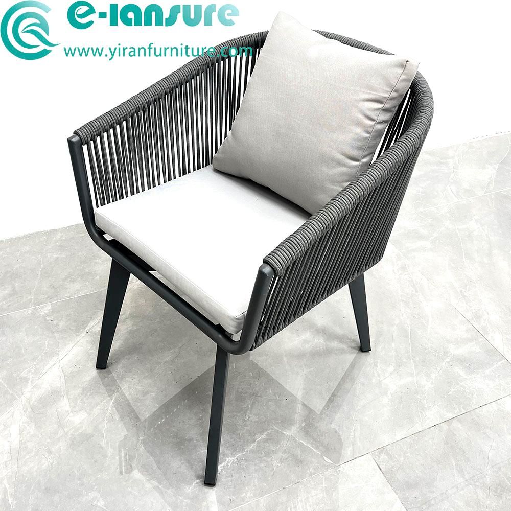 Aluminium outdoor garden wicker rattan back dining room chair with cushion