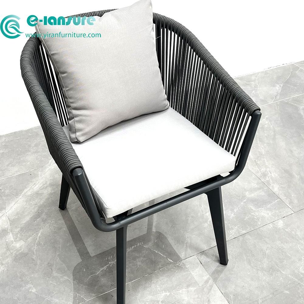 Aluminium outdoor garden wicker rattan back dining room chair with cushion