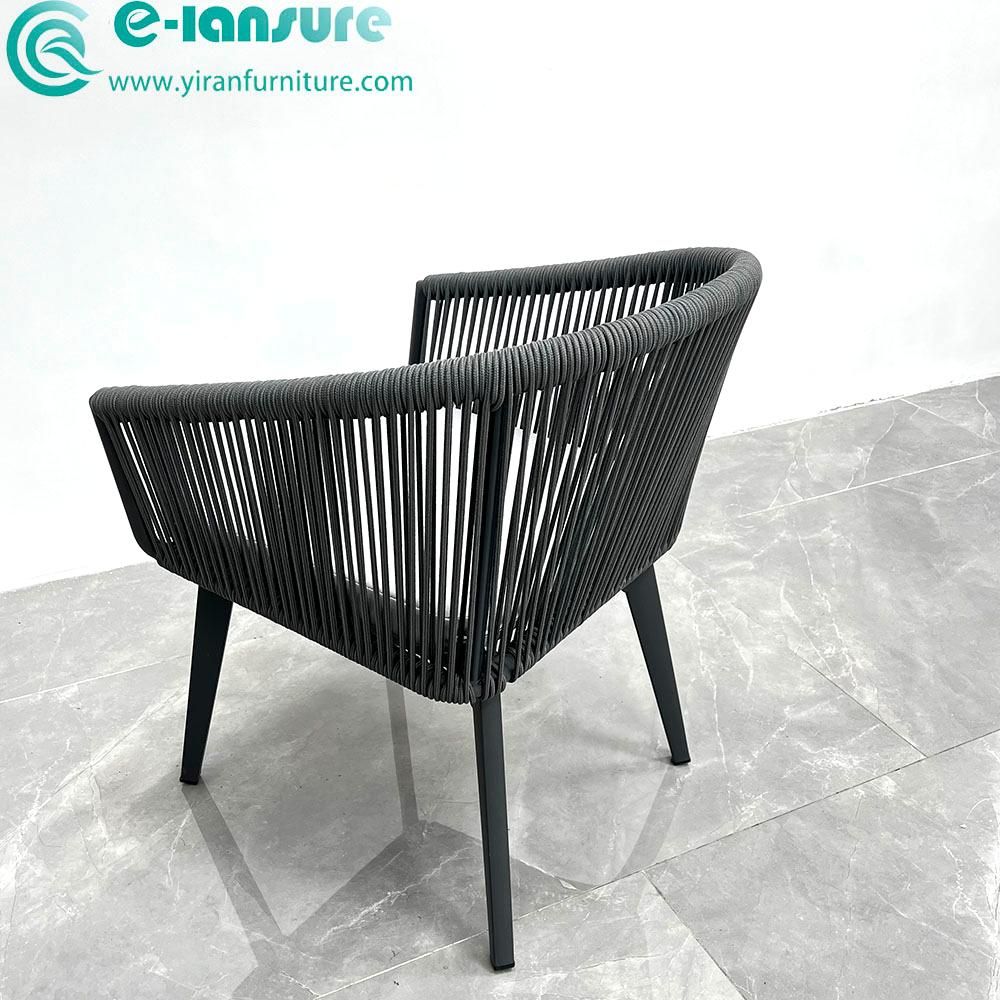 Aluminium outdoor garden wicker rattan back dining room chair with cushion