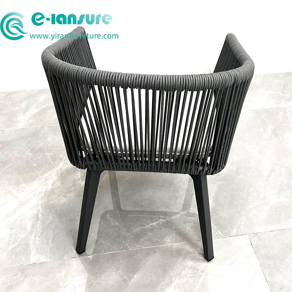 Aluminium outdoor garden wicker rattan back dining room chair with cushion