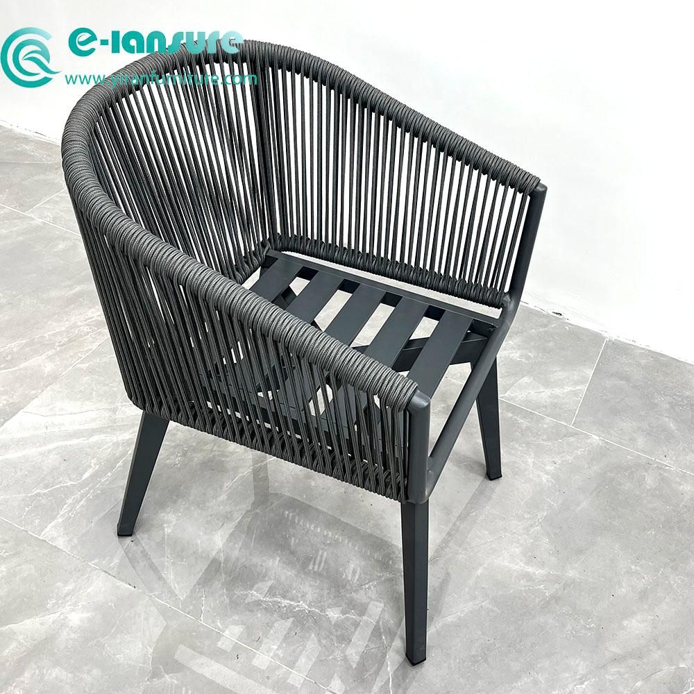 Aluminium outdoor garden wicker rattan back dining room chair with cushion