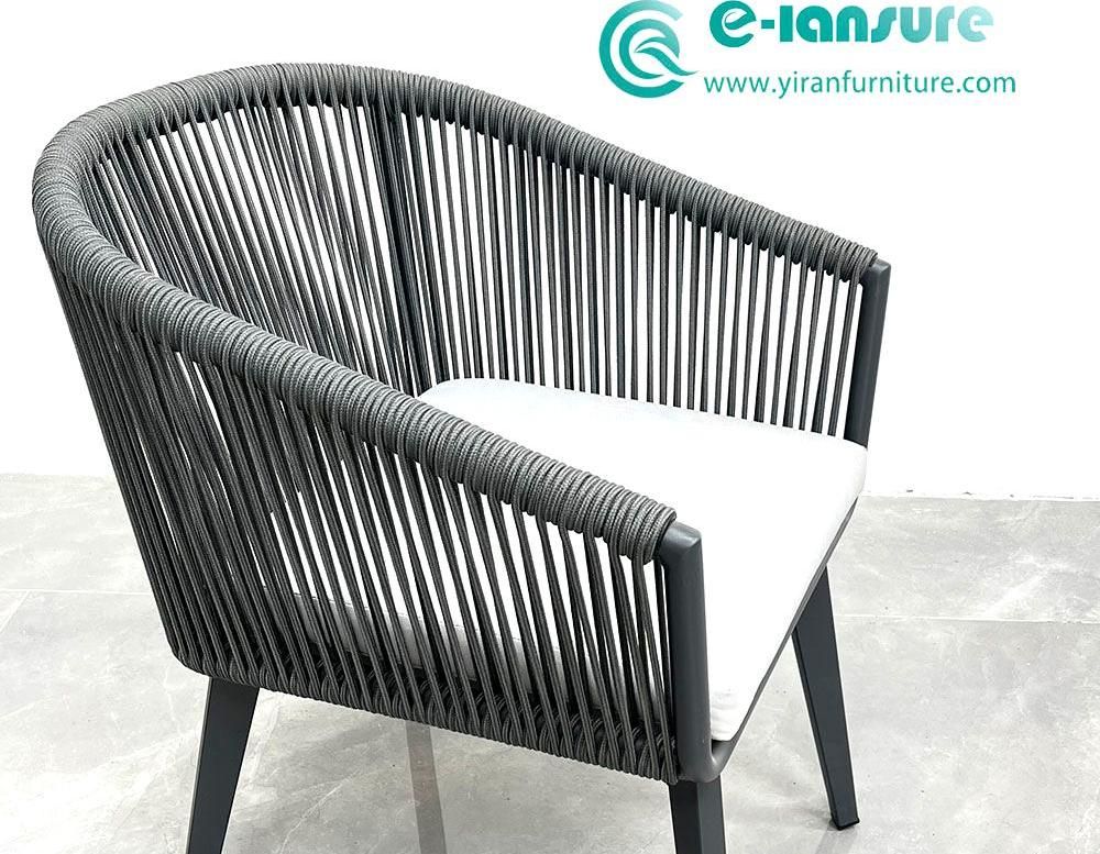 Aluminium outdoor garden wicker rattan back dining room chair with cushion