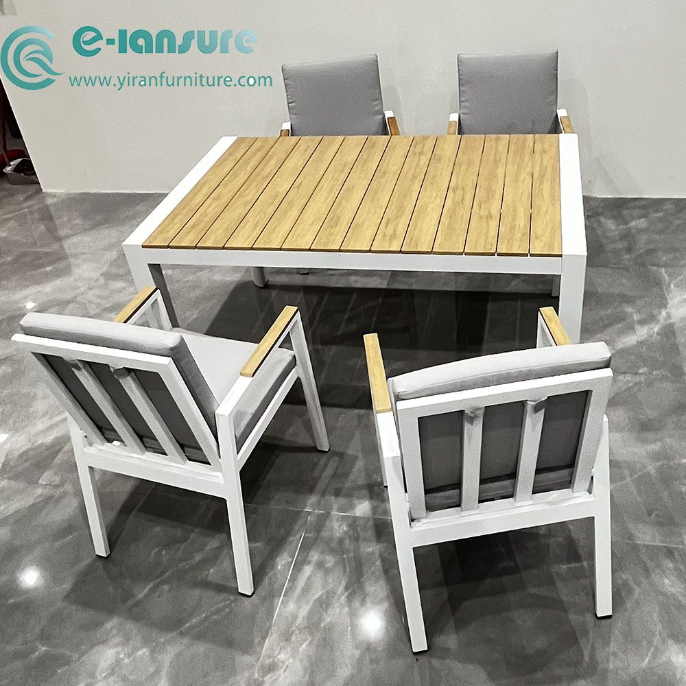 Modern terrace furniture Aluminum dining table outdoor dining chair Aluminum table rope chair dining room