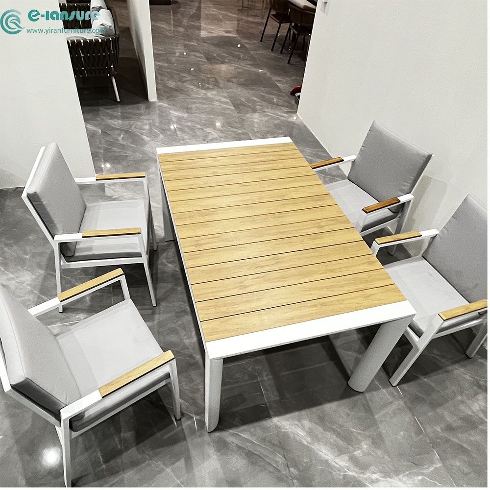 Modern terrace furniture Aluminum dining table outdoor dining chair Aluminum table rope chair dining room