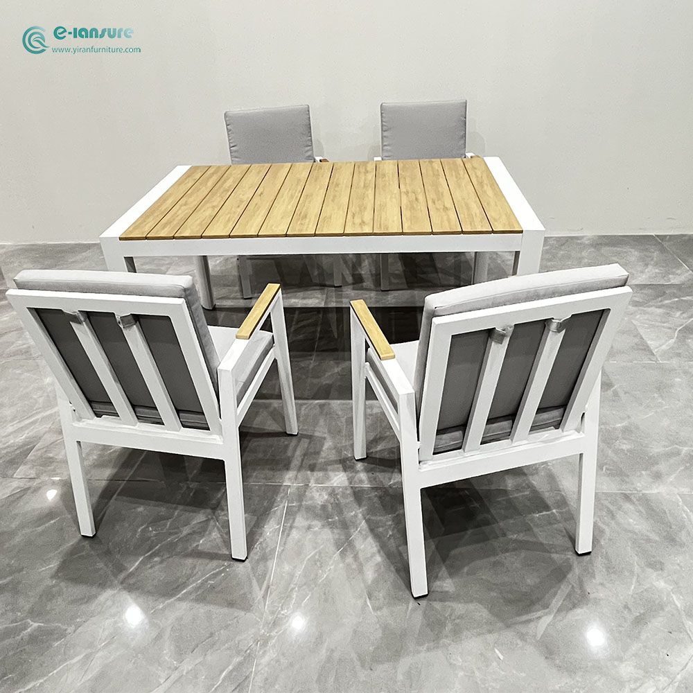 Modern terrace furniture Aluminum dining table outdoor dining chair Aluminum table rope chair dining room