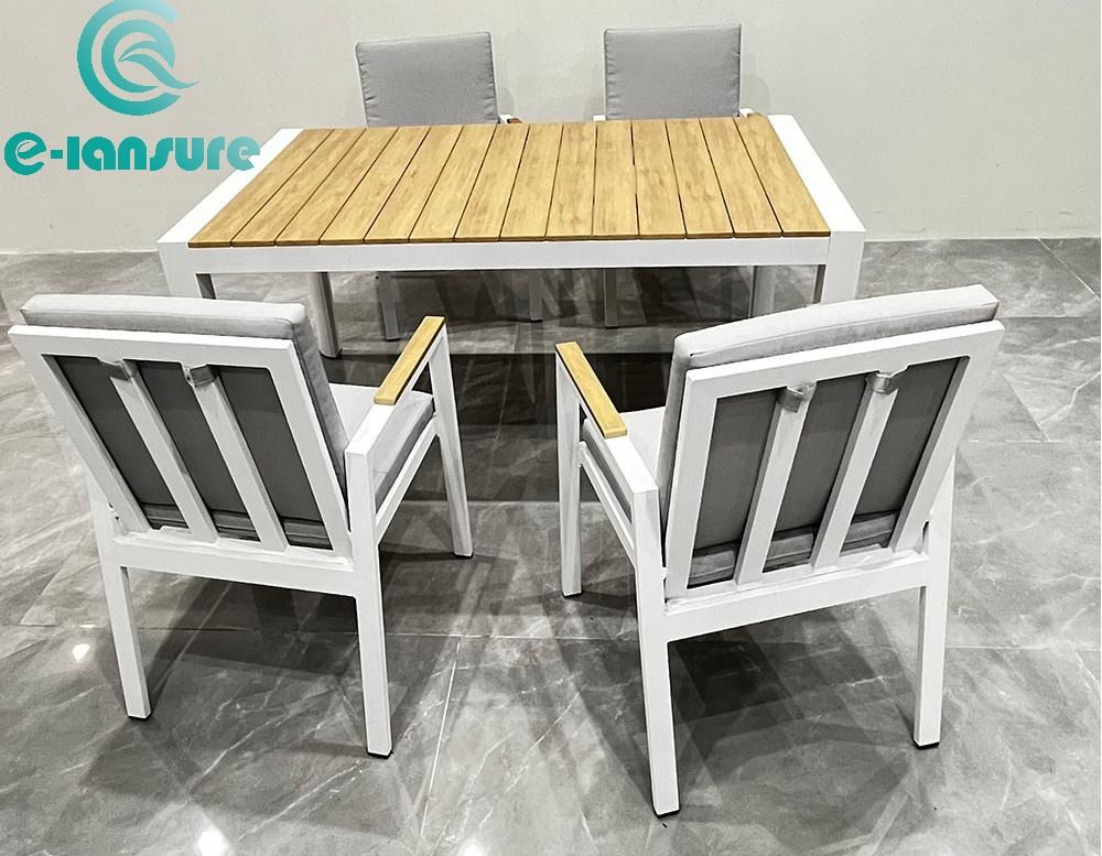 Modern terrace furniture Aluminum dining table outdoor dining chair Aluminum table rope chair dining room